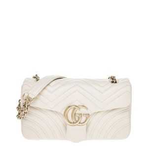 Gucci Gg Marmont Medium Leather Shoulder Bag, White